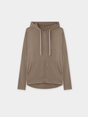 Meli Zip Up Hoodie Grey Heather XS Women Tee Shirt Fabric